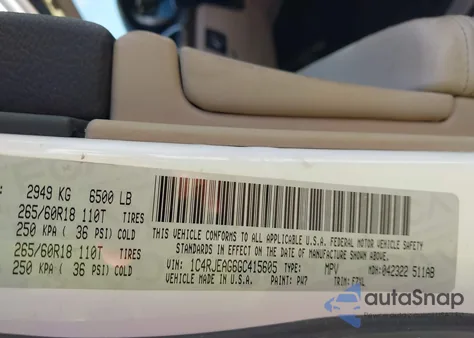 2016 Jeep Grand Cherokee Laredo from USA, damaged, VIN 1C4RJEAG6GC415605